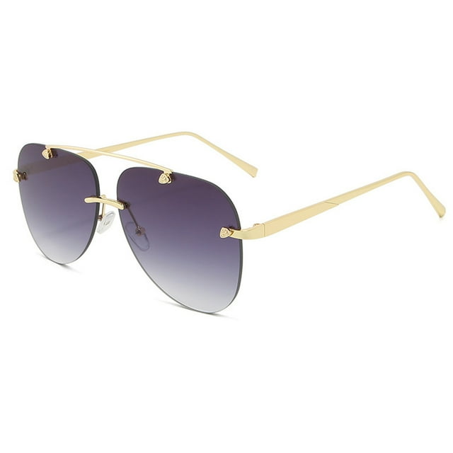 Gafas de sol de moda para tiro callejero, gafas de sapo sin marco con borde cortado de doble haz, hechas de metal