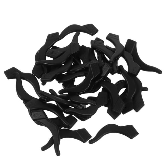 LULULION 20Pairs Black Silicone Eyeglass Temple Grips Lightweight Comfortable Secure Hold