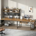 thumbnail image 5 of L Shaped Gaming Desk, Reversible Corner Desk with Power Outlet and Pegboard, L Shaped Desk with LED Lights for Home Office, Rustic Brown, 5 of 7