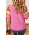 thumbnail image 2 of Chic Women's Orange Color Block Eyelet Casual Sweater T-Shirt - [ZhiHiMeRi] | (US 12-14)L, 2 of 9