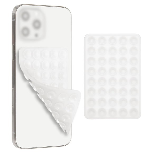 Uxcell 2 Paquete Funda de Teléfono de Succión, Agarre de Succión en la Parte Posterior del Teléfono, Funda de Teléfono de Silicona de Montaje Doble Lado, Soporte de Agarre Fuerte para Videos, Blanco