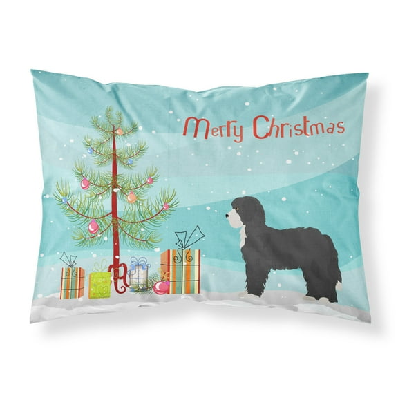 Black Sheepadoodle Christmas Tree Fabric Standard Pillowcase