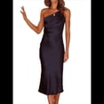 thumbnail image 3 of Vestido de Mujer con Tirantes, Cintura Media, Color Liso, Espalda Baja, Lazo, Elegante, con Hombros Descubiertos y Medio. Azul Marino S, 3 of 10