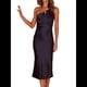 thumbnail image 3 of Vestido de Mujer con Tirantes, Cintura Media, Color Liso, Espalda Baja, Lazo, Elegante, con Hombros Descubiertos y Medio. Azul Marino XL, 3 of 10