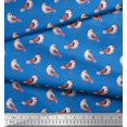 thumbnail image 3 of Soimoi Blue Moss Georgette Fabric Geometric Scale & American Robin Bird Fabric Prints by Yard 42 Inch Wide, 3 of 3