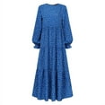 thumbnail image 3 of ZANZEA Womens Long Sleeve Layered Kaftan Dress Floral Printed Casual Dresses, 3 of 11