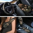thumbnail image 3 of Uorisanigo Highland Cow US Flag Car Seat Covers Full Set 18 Pack Steering Wheel Cover+Seatbelt Pads+Center Console Pad+Headrest +Shift Knob & Handbrake Cover+Coasters+Keychain Keyrings, 3 of 7