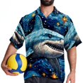 thumbnail image 4 of Starry Shark Men's Casual Printed Button Down Short Sleeve Beach Shirts, 4 of 6