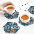 thumbnail image 4 of Leather Coasters with Heat-resistant for Drinks, Colorful flowers AA -标题2 Hexagon, 4 of 5