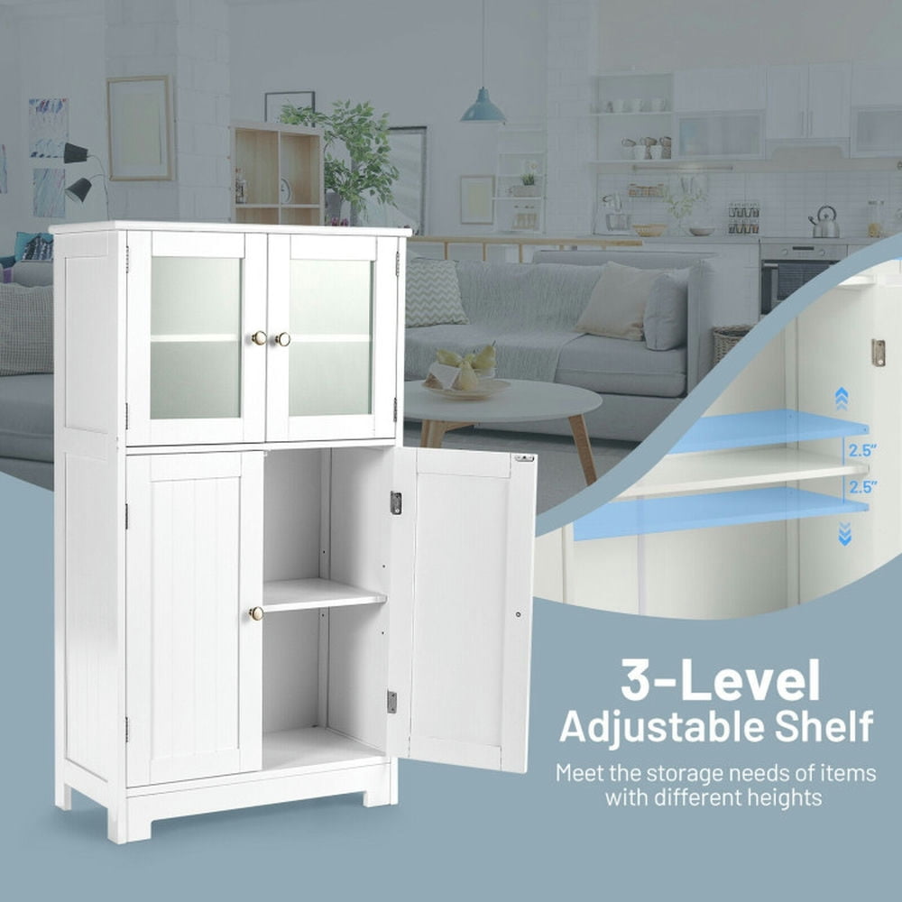 Finihen Bathroom Storage Cabinet, Bathroom Floor Cabinet, Bathroom Floor Storage Locker Kitchen Cabinet with Doors and Adjustable Shelf, for Bathroom, Living Room, Bedroom, Kitchen, White Finihen Bathroom Storage Cabinet, Bathroom Floor Cabinet, Bathroom Floor Storage Locker Kitchen Cabinet with Doors and Adjustable Shelf, for Bathroom, Living Room, Bedroom, Kitchen, White