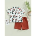 thumbnail image 3 of Toddler Baby Boy Western Outfit 1Y 2Y 3Y 4Y 5Y 6Y Cow Print Short Sleeve Button Down Shirt Top Solid Shorts Set Gentleman Suit, 3 of 9
