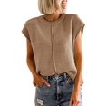 thumbnail image 5 of Womens Summer Cap Sleeve Tops Casual Crew Neck Loose Fit Knit Lightweight Sweater Pullover Top, 5 of 5