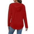 thumbnail image 5 of fatyb Hoodies for Women Button V Neck Casual Tunic Shirts Womens Long Sleeve Loose Tee Blouses with Hood, 5 of 6