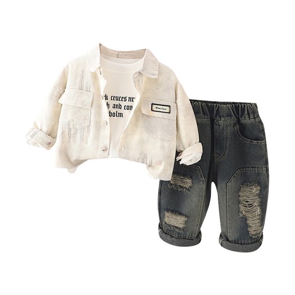 Boy Outfits 2 6 Years Casual Round Neck Printed 3 Piece Boys' Clothing Sets