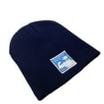 thumbnail image 2 of dianhelloya Women Fall Winter Hat Knitted Solid Color High Elastic Tag Decor Dome Anti-slip Regular Fit Soft Warm No Brim Windproof Warm Unisex Winter Cap Adult Beanie Navy Blue, 2 of 7