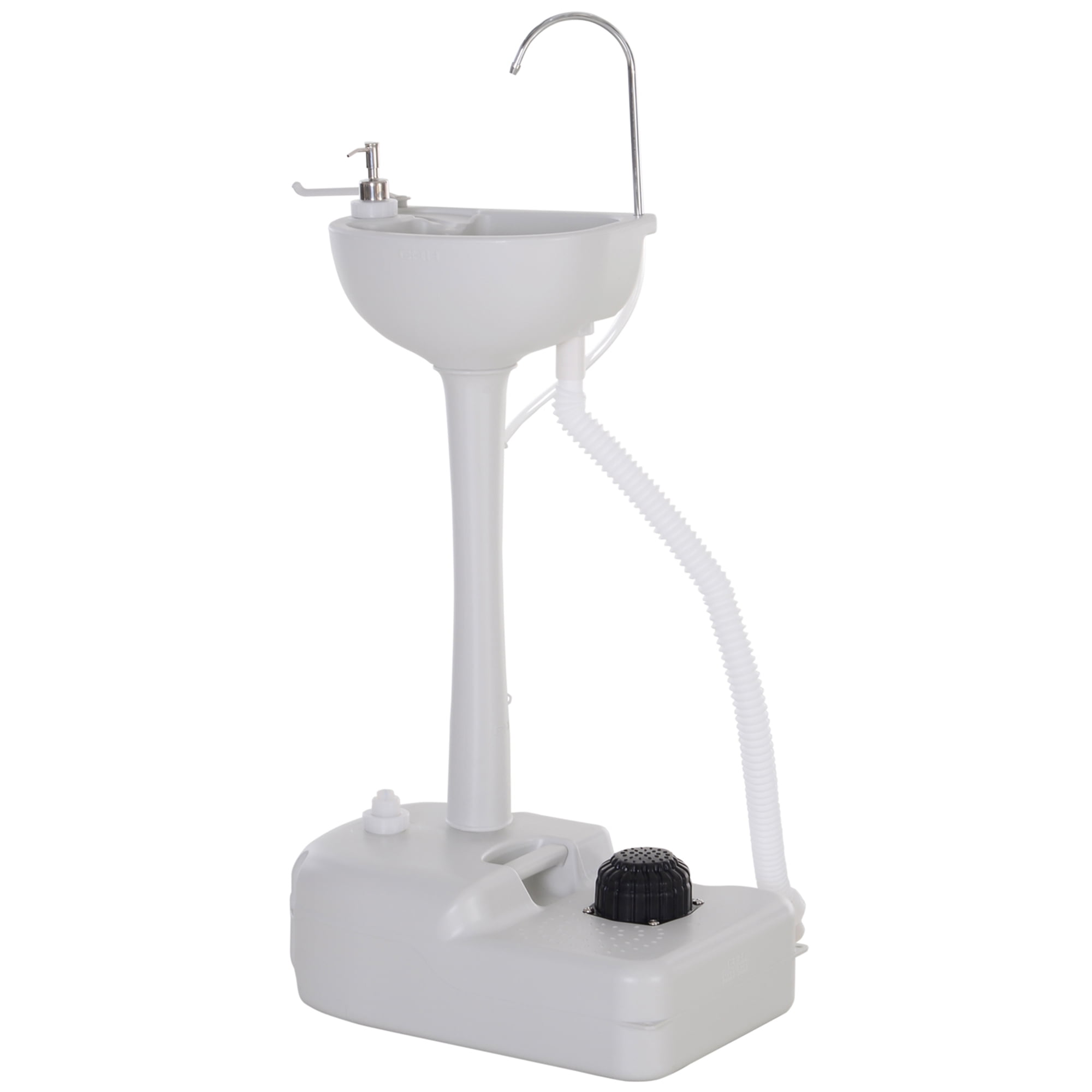 HTTMT Kids' Washstand Self-Care Station - Adjustable Height Plastic Sink For Toddler Handwashing & Brushing Teeth