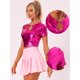 thumbnail image 2 of Camiseta Corta de Color Metálicos para Mujer Camiseta Brillante de Fiesta de Manga Corta Rosa roja XL, 2 of 6