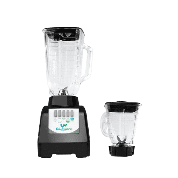 Licuadora Blueware 400W 2 Velocidades + Pulso Vaso Vidrio 1.2L y Plástico 750ml Negro