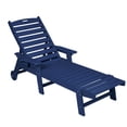 thumbnail image 3 of Llinc Store Lounge Chairs for Outside with Wood Texture, Oversized Pool Chairs with 5 Adjustable Positions, HDPE, Patio Lounge Chair with Wheels & Cup Holder for Pool, Deck, Poolside, Navy Blue, 3 of 10