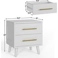thumbnail image 6 of Modern Nightstand - 20" Height Wooden Bedside Table with 2 Drawers, Gold Handles, Wide Storage Dresser for Bedroom, White, 6 of 7