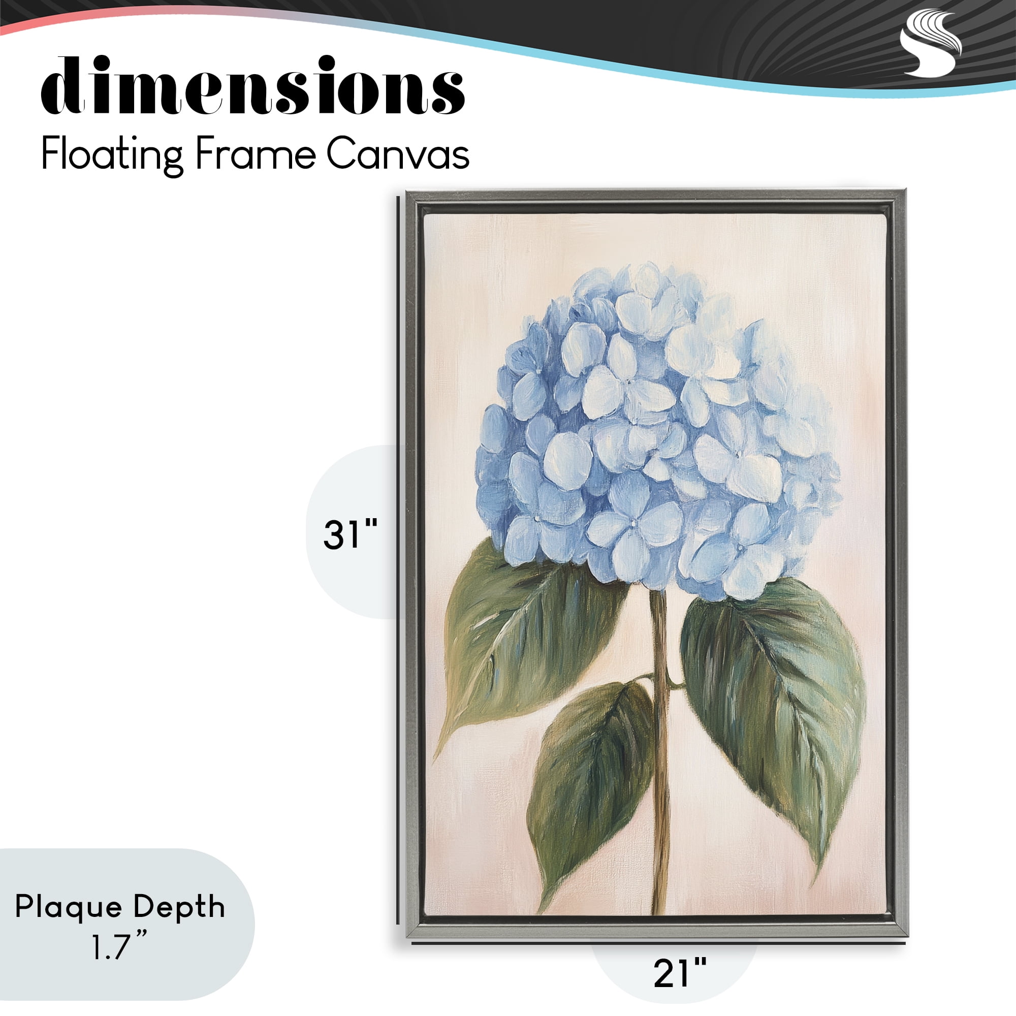 Stupell Industries Baby Blue Hydrangea Gray Framed Floater Canvas Wall Art, design by Petal Prints Design