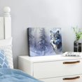 thumbnail image 4 of Acheng Wolf Canvas Wall Art Animal Picture Black and White Wolf Blue Forest Landscape Painting Modern Prints Ready to Hang 16x12inch, 4 of 6
