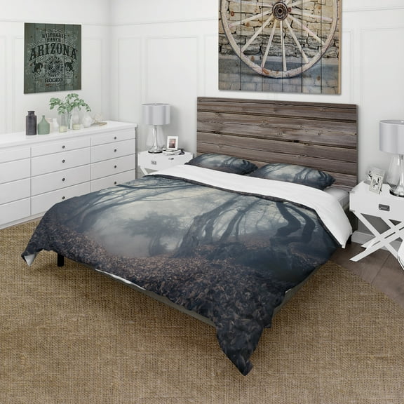 Designart 'Vintage Path in Autumn Forest' Landscape Duvet Cover Set