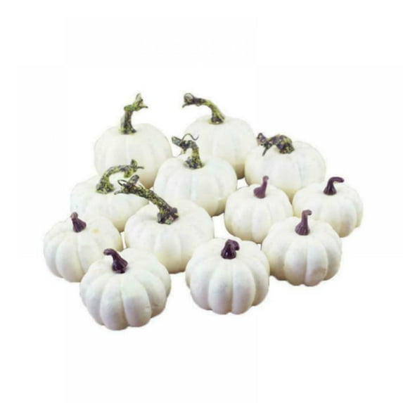 12PCS Artificial Pumpkins Set Lifelike Fake Fruit Fall Harvest Halloween Thanksgiving Home House Kitchen Decorations
