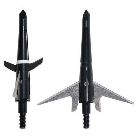 (Pack of 3) Hybrid Compound Bow #258 Broadheads by Swhacker, 4-Blade 125 Grain 2.25