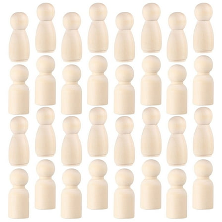 WORGEOUS 50pcs Wooden Peg Dolls Blank Painting Dolls Unfinished DIY Wood Puppets