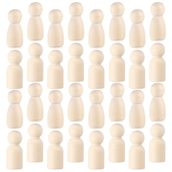 WORGEOUS 50pcs Wooden Peg Dolls Blank Painting Dolls Unfinished DIY Wood Puppets