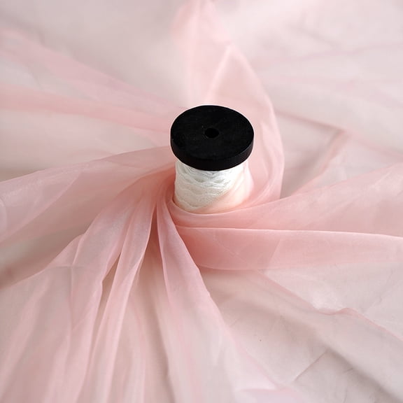 ERDOUY 1 Yard × 60" Wide Bridal White Sheer Organza Tulle Fabric Roll, The Yard for Fashion Dress Sewing, Wedding Party Decor & Event Backdrops,Light Pink A