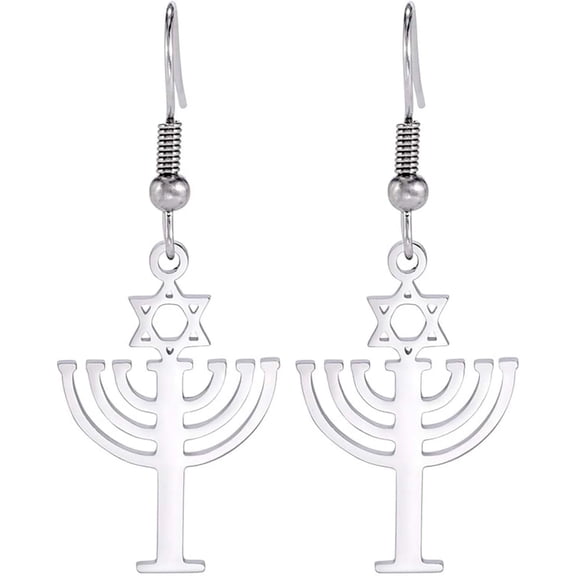 Hanukkah Dangle Earrings Star of David Stud Earrings for Women Chanukah Menorah Drop Earrings Hanukkah Jewelry Gift for Women Jewish Amulet