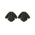 thumbnail image 2 of Loicainy Infant Baby Boy Fall Collared Romper 3 6 12 18 Months Ribbed Half Button Up Long Sleeve Bodysuit, 2 of 9