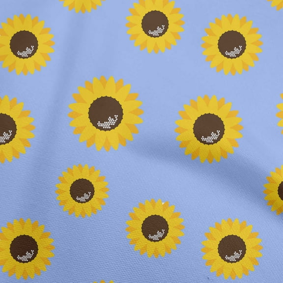 oneOone Georgette Viscose Medium Purple Fabric Floral Sunflower Silhouette Quilting Supplies Print Sewing Fabric By The Yard 42 Inch Wide