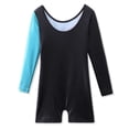 thumbnail image 2 of Maillot BAOHULU para niñas pequeñas, gimnasia B196, negro y azul, 2 of 5