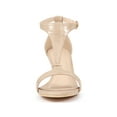 thumbnail image 5 of BLISSFUL STEP Women's Shoes T-Strap Embossed Kitten Heel Buckle Closure Open Toe Dress Sandals Nude 7, 5 of 7