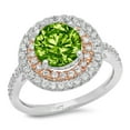 thumbnail image 2 of 2.6 ct Round Cut Natural Peridot Halo Engagement Ring for Women in 14K White/Rose Gold, 2 of 2