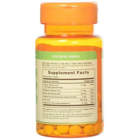 Sundown Naturals B-Complex, Tablets 100 ea (Pack of 3)