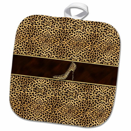 Stiletto Seat - 3dRose Cheetah Print and Stiletto Heel - Pot Holder, 8 by 8-inch