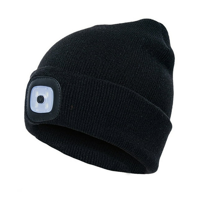 Gorro con faro LED recargable unisex, gorro de punto cálido para seguridad en invierno, regalos para hombres, mujeres y papás