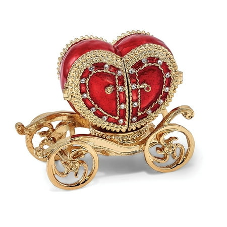 Bejeweled Trinket Box - Bejewel Heart Carriage Ring Holder Trinket Box