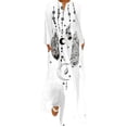 thumbnail image 1 of DYMADE Women Plus Size Printed Long Sleeve V-neck Ankle-Length T-Shirt Dress, 1 of 4