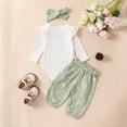 thumbnail image 3 of Baby Girl Clothes Outfits Cute Flower Ruffle Romper+ Floral Pants + Cute Headband Sets for Girls, 3 of 7