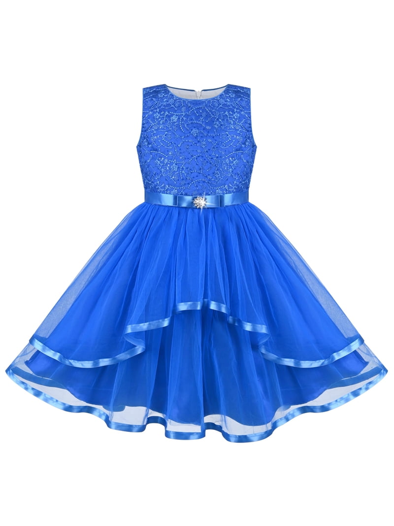cobalt blue dress size 16 Sunny Fashion Flower Girls Dress Cobalt Blue Belted Wedding Party Bridesmaid 10 Years, Girl's