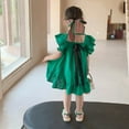 thumbnail image 6 of XBASW Baby Toddler Girls Ruffle Sleeve Princess Dress Solid Color Casual Dress 2-8 Years Kids Summer Tutu Sundress for Girls, 6 of 9