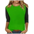 thumbnail image 2 of Basic T Shirts for Women Women's Fashion Casual Loose Regular 3/4 Sleeve Colored Round Neck Top, 2 of 5