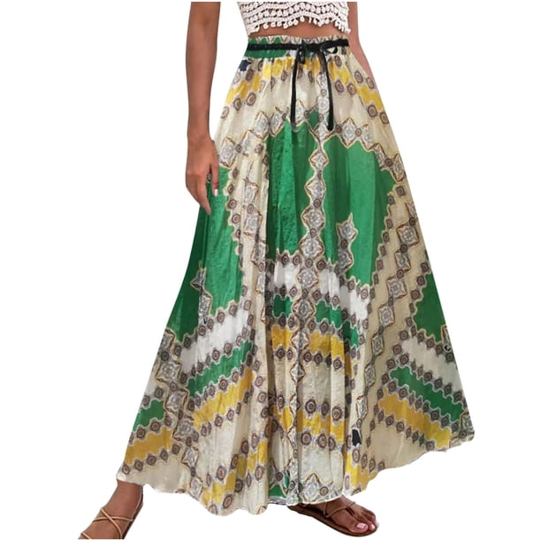 Faldas de cintura elástica con volantes fruncidos informales con estampado de vendaje para mujer a la moda Wmkox8yi FGJ2136