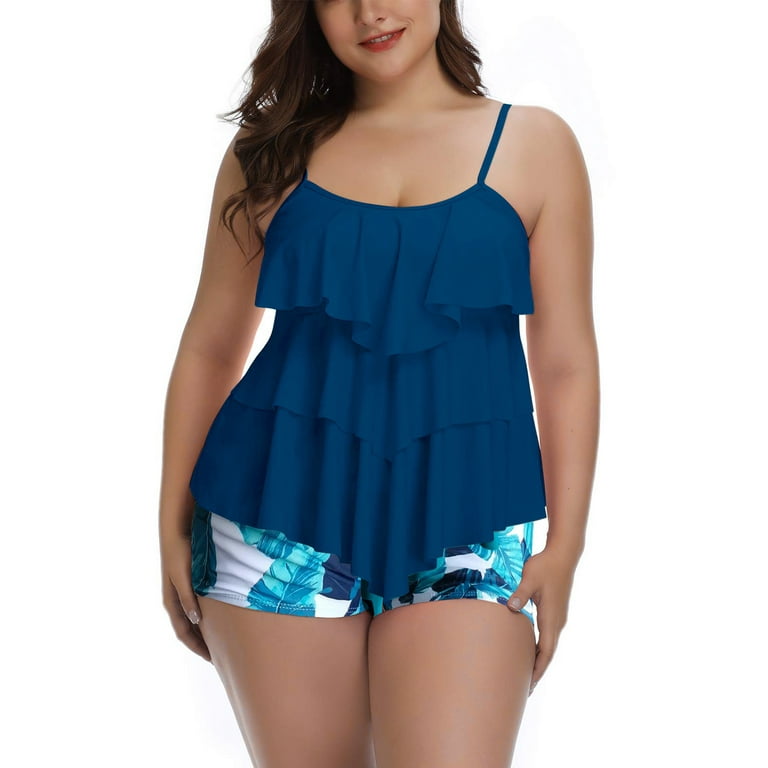 Tiered ruffle swimsuit plus size sale
