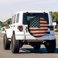 thumbnail image 3 of Retro American Flag Spare Tire Cover with Backup Camera Hole Wheel Tire Cover Fit Trailer, RV, SUV and Many Vehicle, 3 of 6